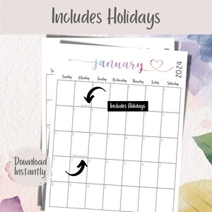 2024-2025 Portrait Printable Calendar Template Family Organizer Monthly ...