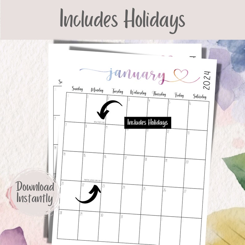 2024-2025 Portrait Printable Calendar Template Family - Etsy UK