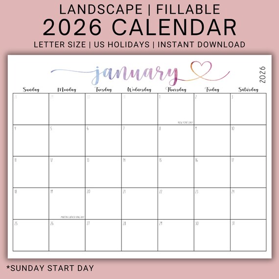 2026 Calendar | 2026 Calendar PDF | 2026 Editable Calendar | Calendar 2026 Editable | Calendar Editable Template | Bundle | WCCFH