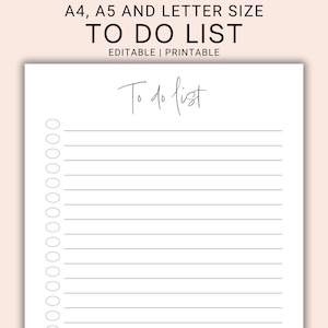 Simple Editable Printable To Do List | PDF To Do List | Minimalist Fillable To Do List | Honey Do List | To Do Template