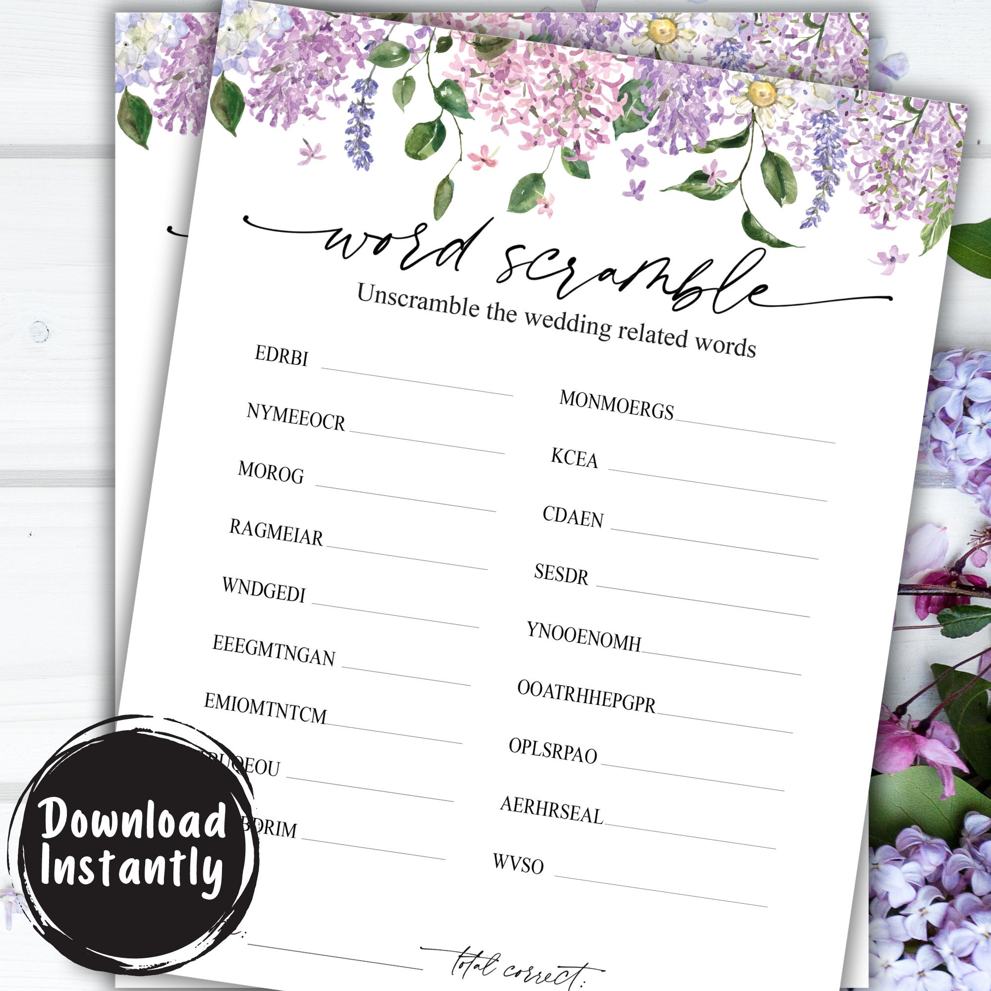 Wedding Word Scramble Wedding Shower Game Bridal Shower Game Instant ...