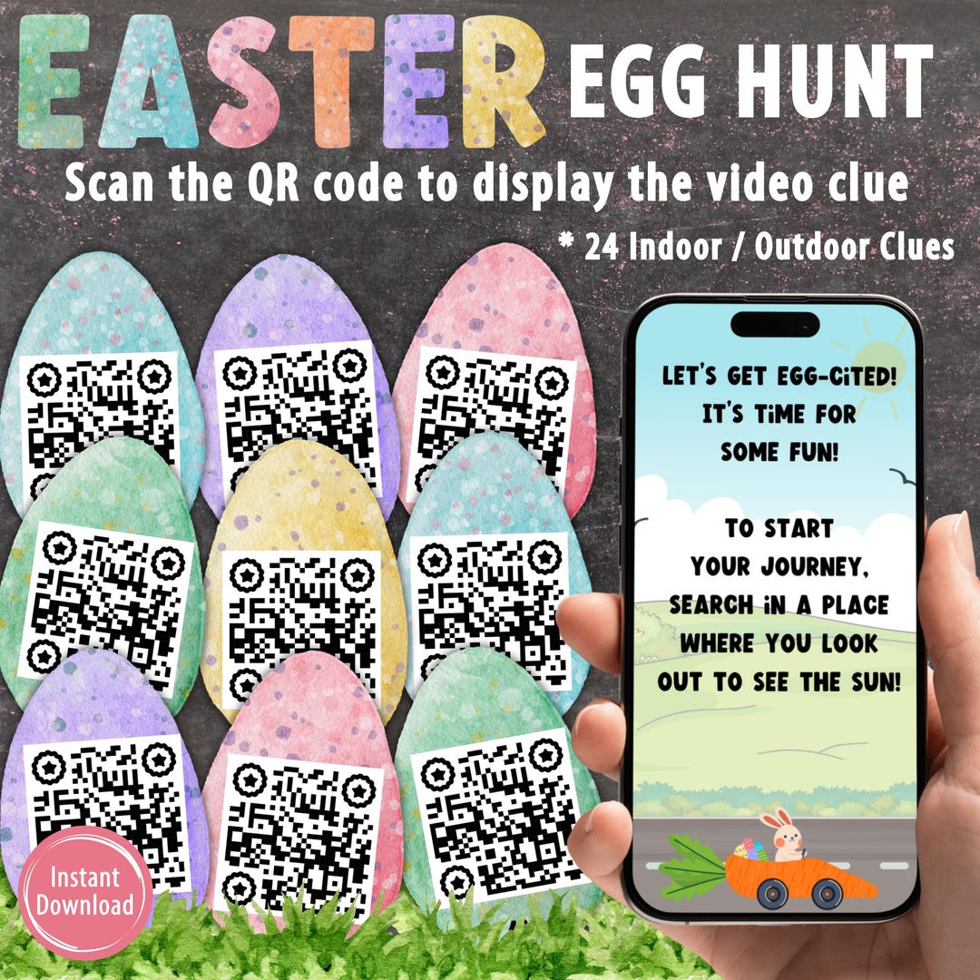 Indoor and Outdoor Easter Egg Hunt With QR Codes | Printable Easter ...