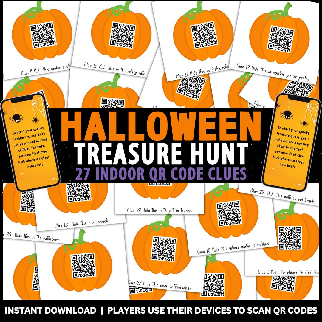 Indoor Halloween Treasure Hunt With QR Codes | Treasure Hunt for Kids ...
