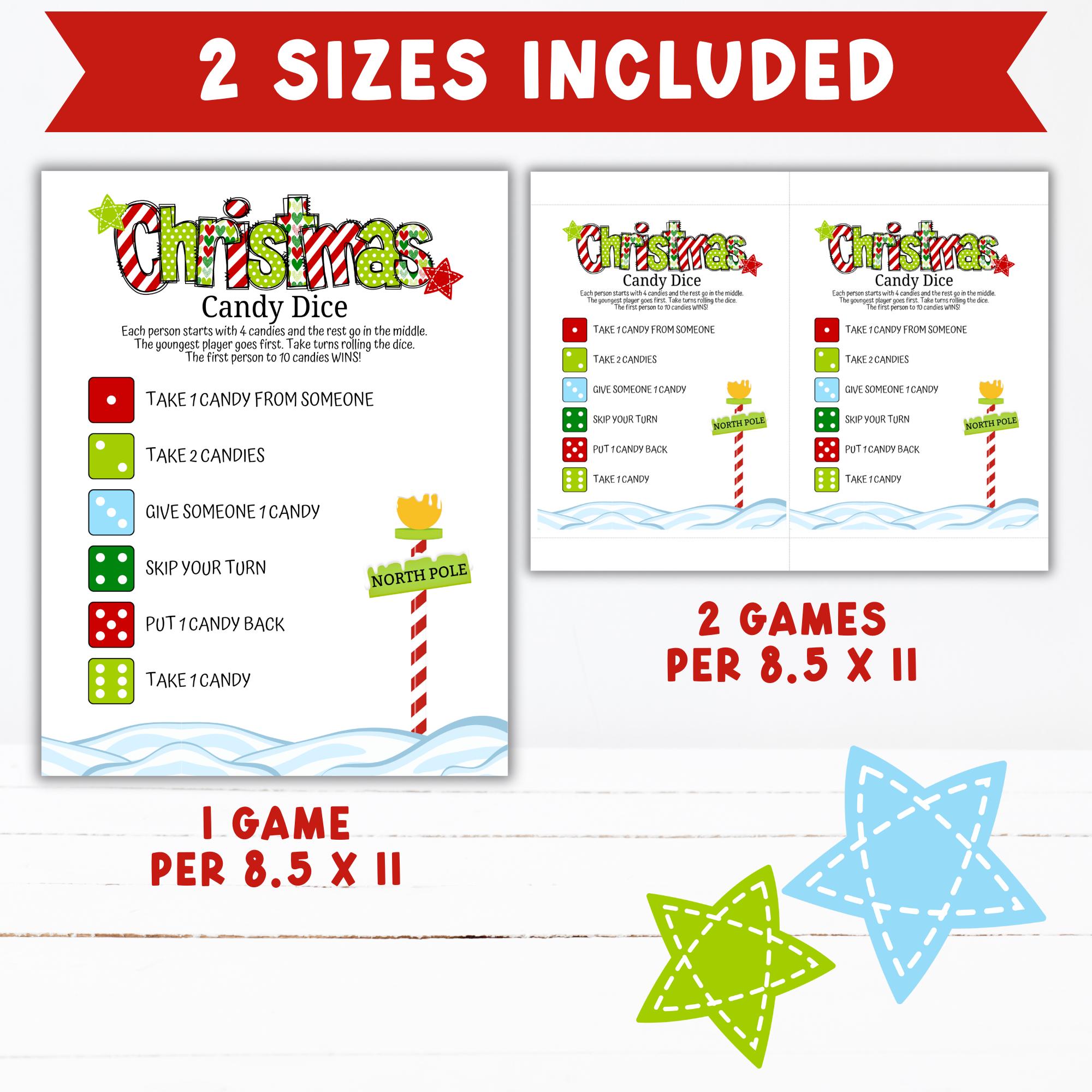 Christmas Candy Dice Game Printable | Editable Holiday Party Game for ...