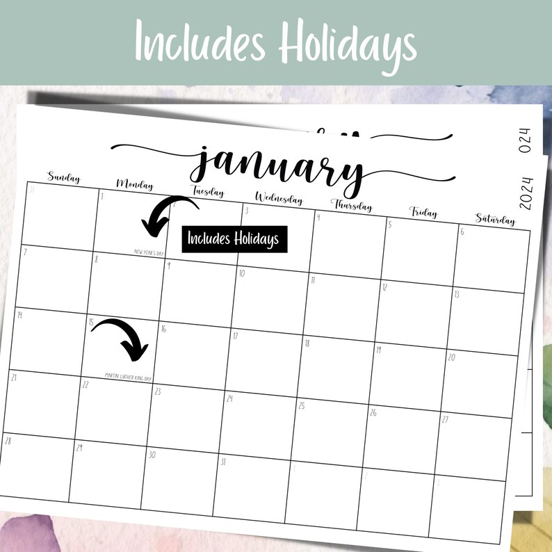2024 Printable Calendar Template Editable Family Organizer Monthly