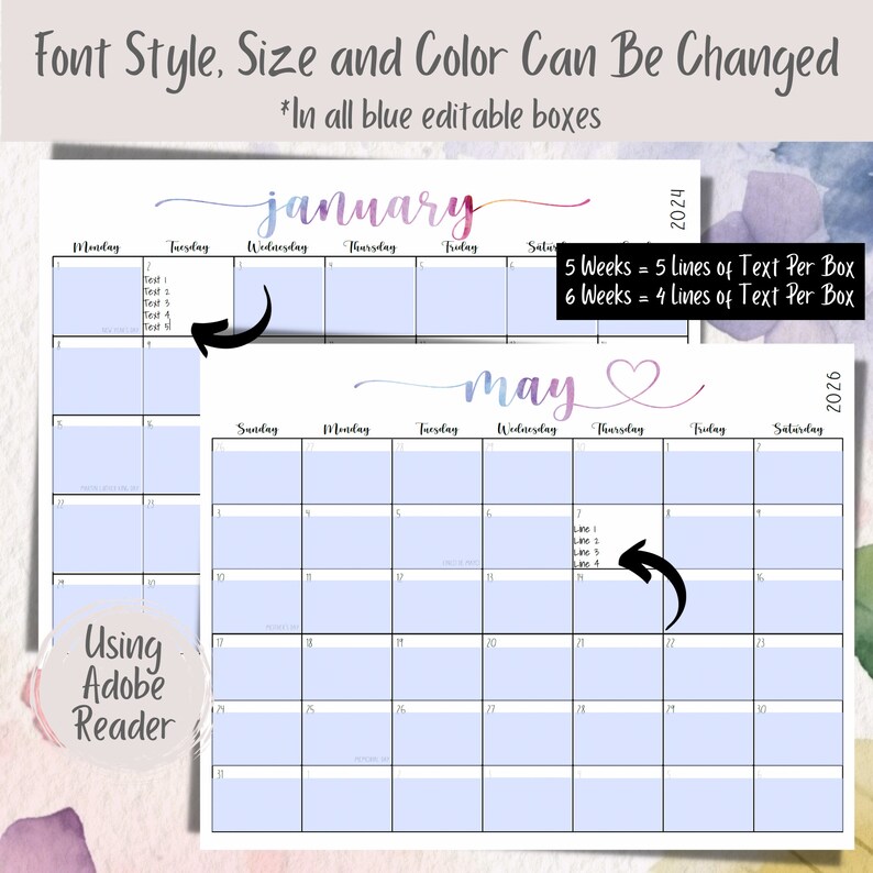 20242025 Printable Calendar Template Editable Family Organizer Monthly