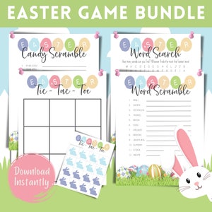 Easter Printables Fun Easter Party Games For Kids Easter Games Printable Easter Print Downloads Word Scramble Word Search Tic Tac Toe