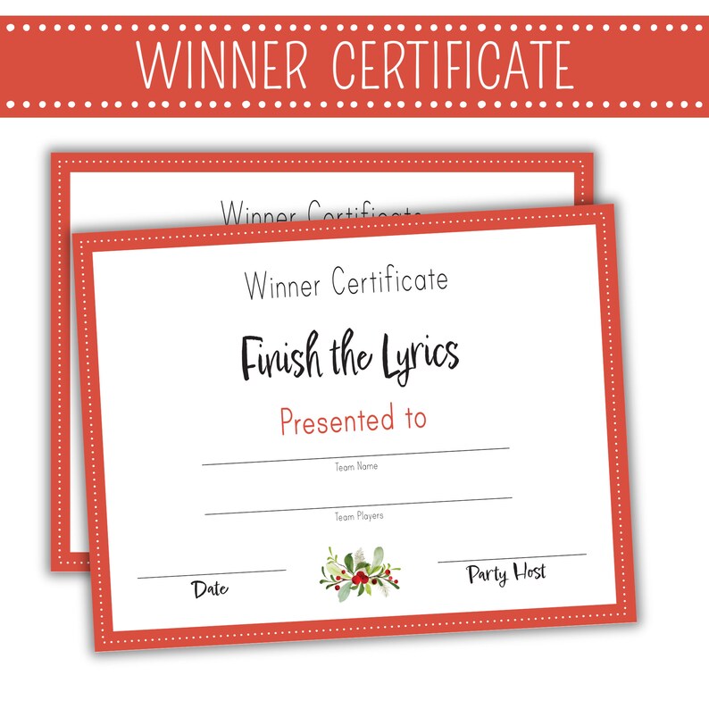 Finish the Lyrics Christmas Game Finish the Lyrics Printable Download
