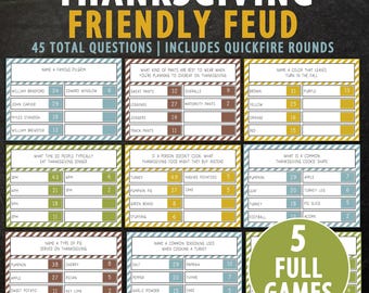 Thanksgiving Friendly Feud Game | Friendsgiving Party Game | Family Thanksgiving Game Night | Fall Friendly Feud