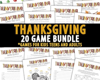 Thanksgiving Printable Game Bundle | Thanksgiving Printable Games | Thanksgiving Game Night | Thanksgiving Holiday Games | TTTG24
