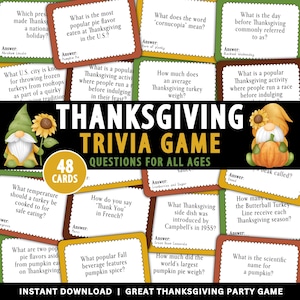 Thanksgiving Trivia Game | Thanksgiving Party Trivia Game | Family Thanksgiving Trivia Night | Thanksgiving Party Trivia Printable