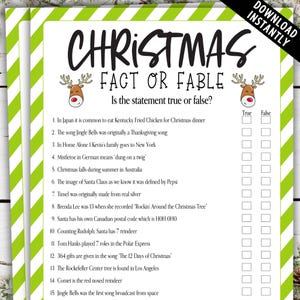 Christmas Fact or Fiction Game | Fact or Fable Christmas Party Game | Family Christmas Movie Night | Classroom Christmas Party Printable