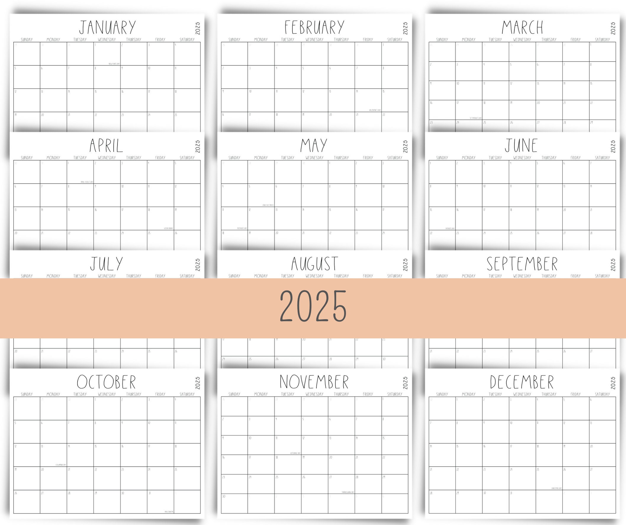 2024-2025 Printable Calendar Fillable Calendar Family - Etsy UK
