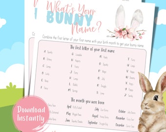 Easter Games | Office Game | Classroom Game | What's Your Bunny Name | Easter Name Tag | Spring Game | Easter Family Games | Easter Activity