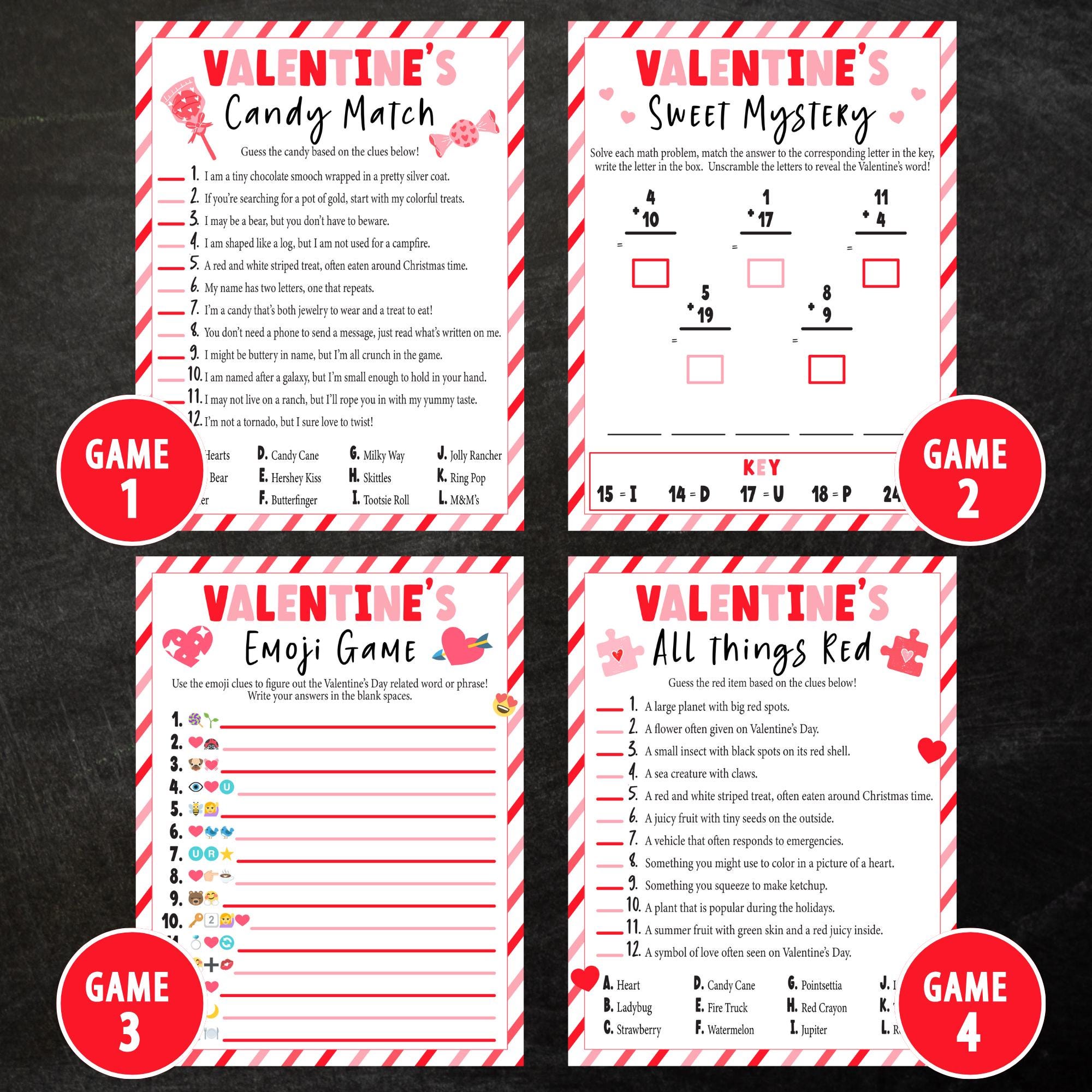 Valentine’s Day Game Bundle | Printable Games for Kids & Adults ...