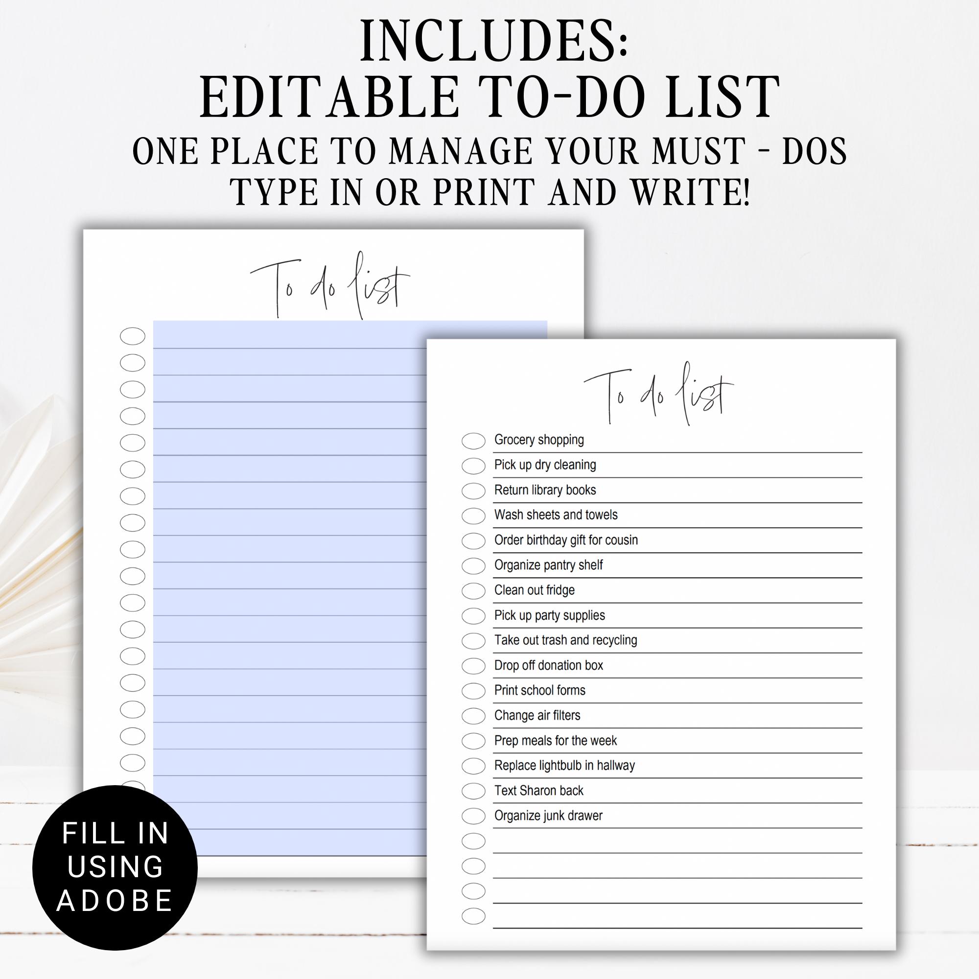 Printable Editable 2026 Calendar With Notes | Landscape US Letter ...