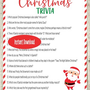 Christmas Printable Games Christmas Trivia Game Christmas - Etsy