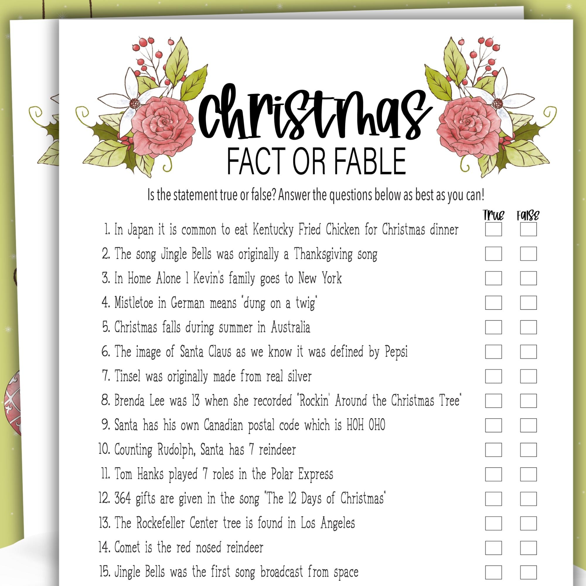 Christmas Fact or Fiction Game | Holiday Office Party Games | Christmas ...