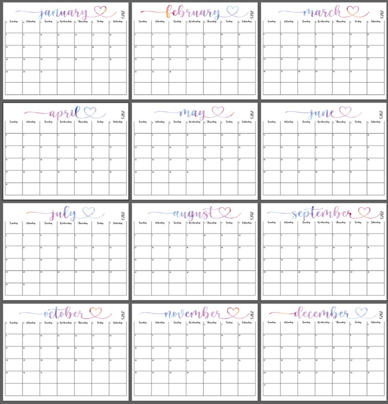 2023 and 2024 Calendar Fillable Calendar Birthday Calendar Etsy 日本