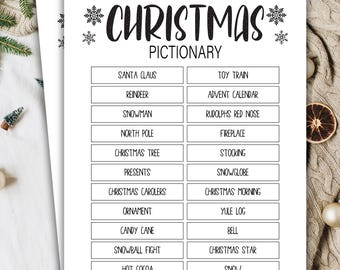 Juego de Pictionary navideño / Juegos para fiestas de oficina / Noche de juegos para reuniones navideñas / Juego para fiestas navideñas / CTTG24