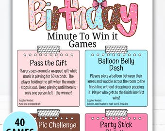 Birthday Minute to Win It Games | Fun Printable Birthday Party Games for Kids, Teens & Adults | Classroom, Family, Office Birthday Games