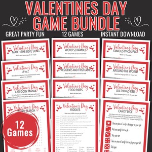 Valentines Day Game Bundle | Galentines Party Games | Classroom Games | Valentines Family Games | Printable Valentines Day Games for Kids