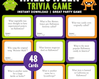 Halloween Trivia Game | Printable Halloween Party Game | Halloween Trivia Game | Halloween Family Activity | Halloween Game Night