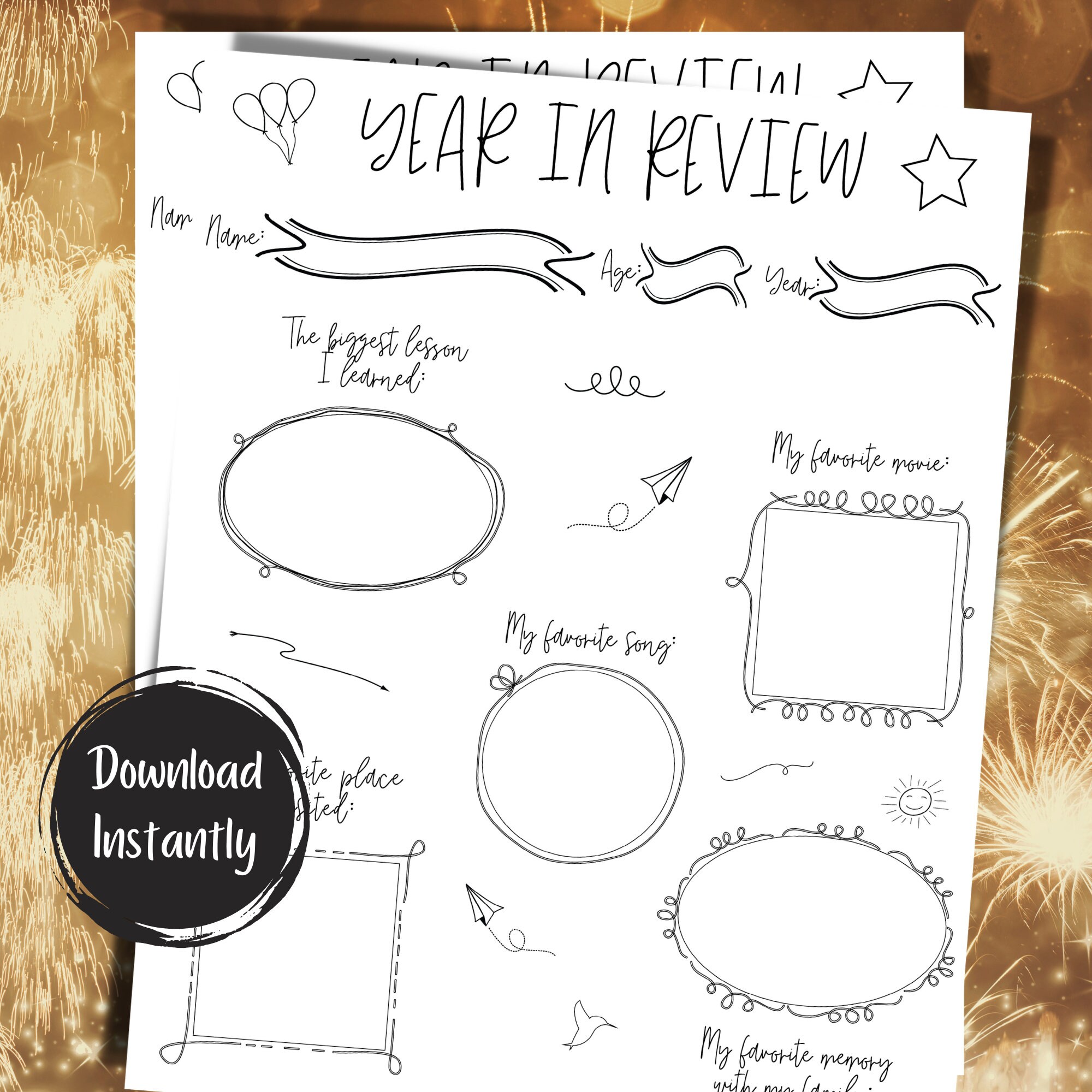 Kids Printable Year in Review New Year Kids Activities New - Etsy