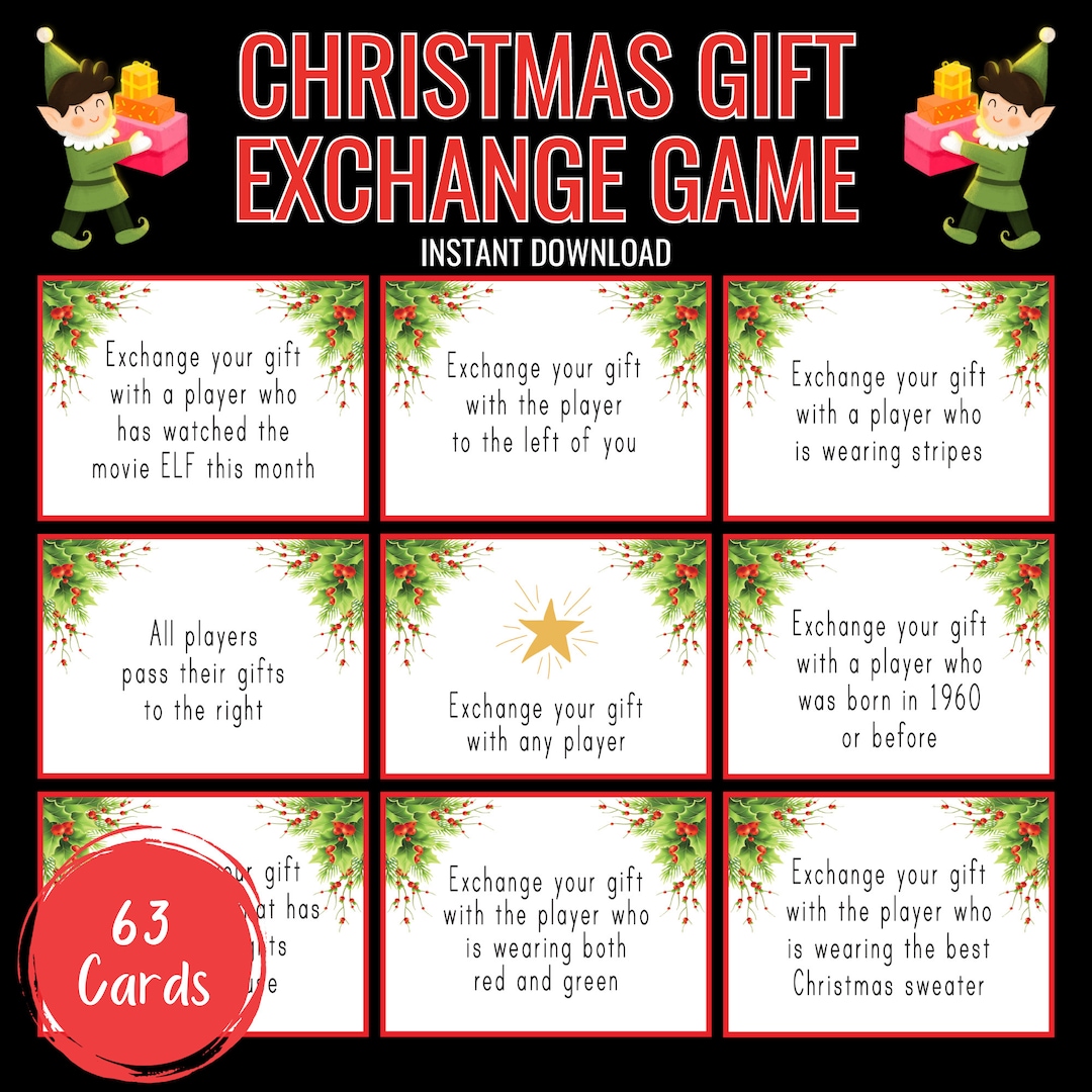 Christmas Gift Exchange Game Printable Christmas Games XMAS Gift Swap