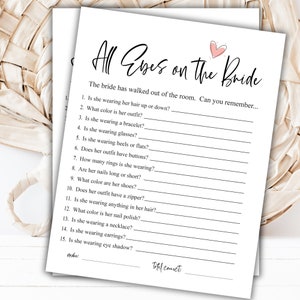 Minimalistic All Eyes on the Bride Wedding Shower Printable | Wedding Shower Instant Download Game | Bridal Shower Game | Wedding Shower