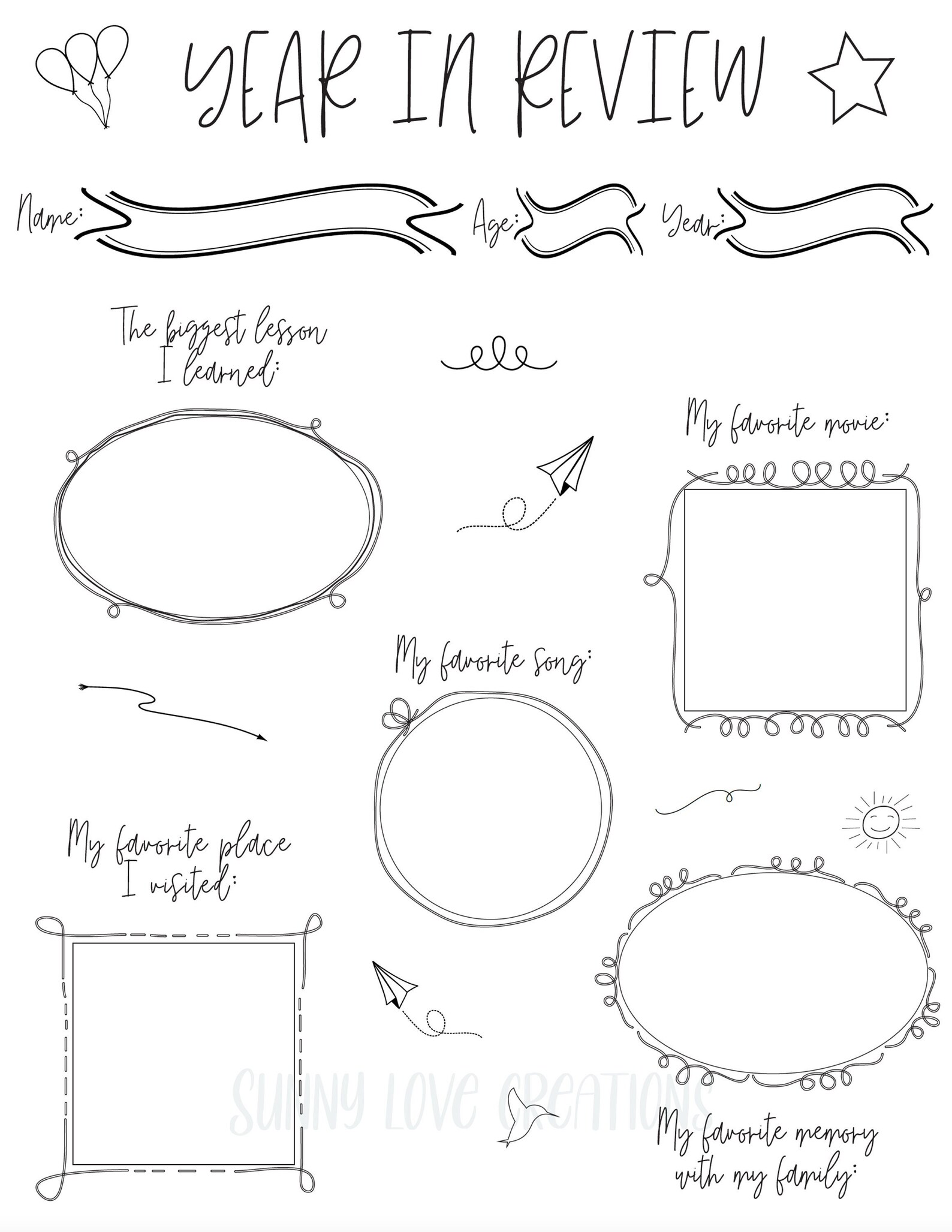 Kids Printable Year in Review | New Year Kids Activities | New Year ...