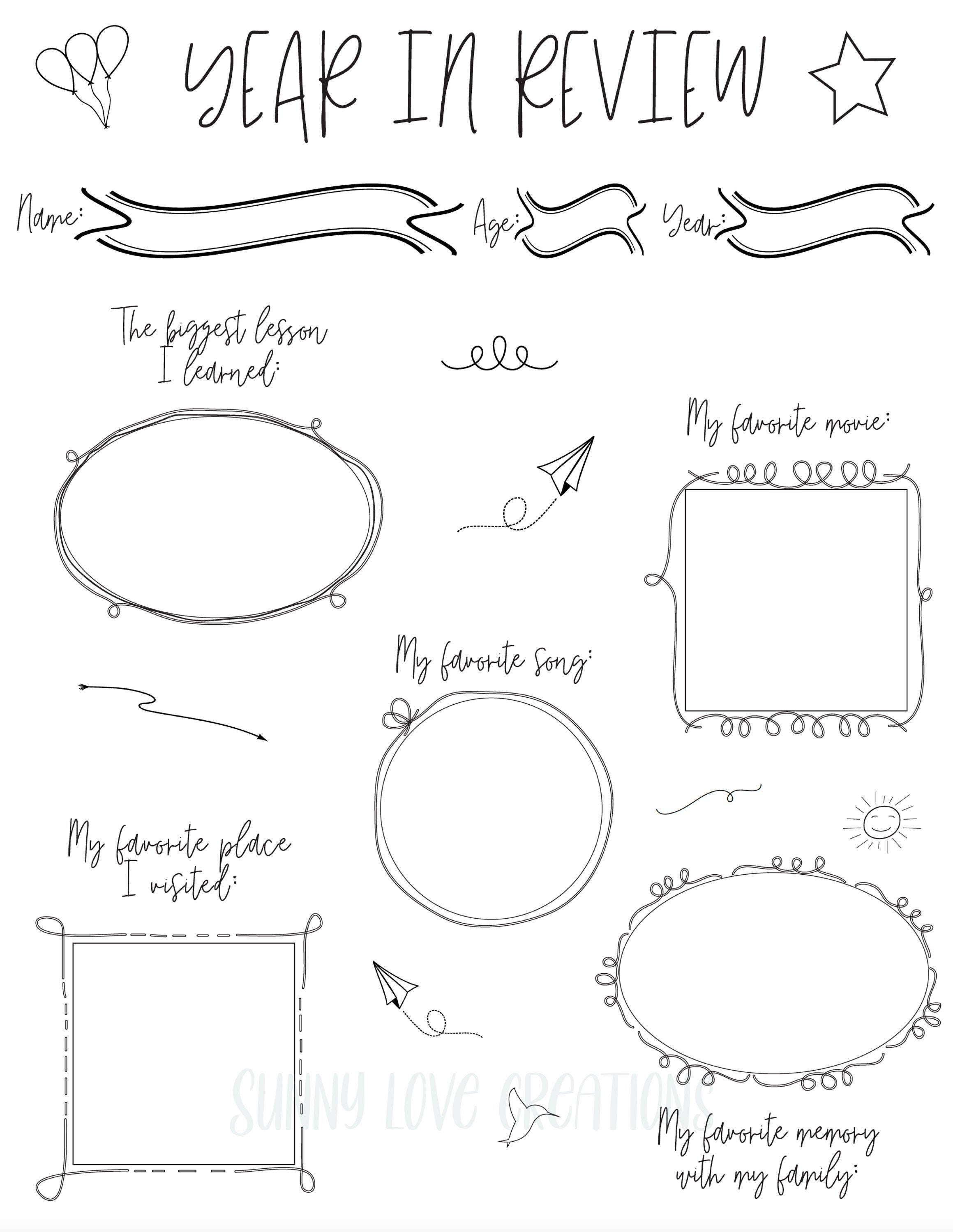 Kids Printable Year in Review | New Year Kids Activities | New Year ...
