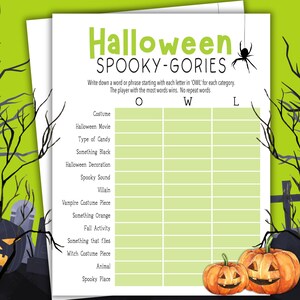 Halloween Category Game | Digital Halloween Classroom Party Game | Halloween Word Game | Halloween Family Activity | Halloween PDF | GHTG24