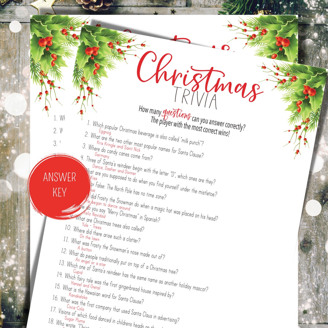 Christmas Trivia Games, Christmas Trivia Questions, Printable Christmas ...
