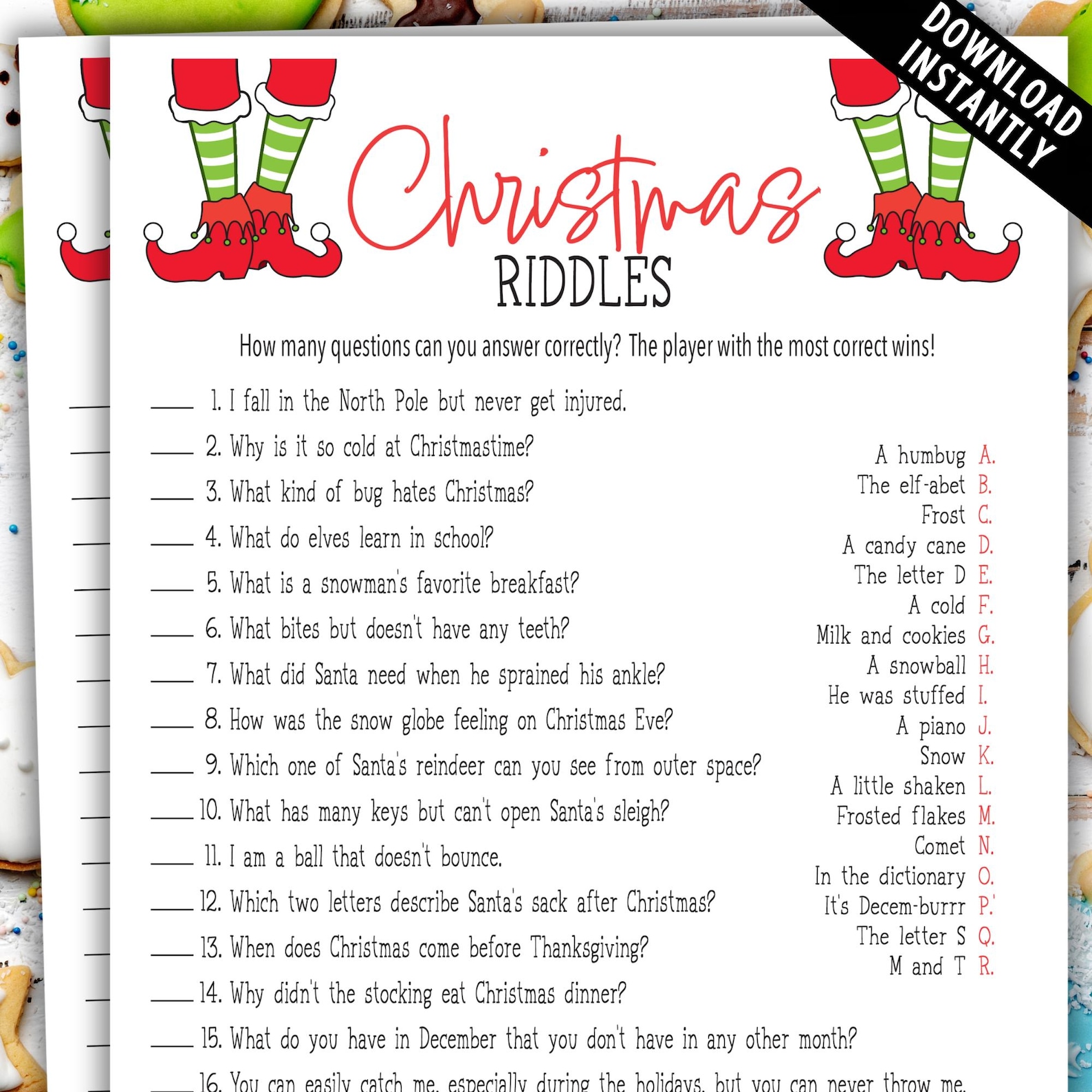 Goodnight Riddle Fun Christmas Riddles | Holiday Office Party Games | Christmas ...