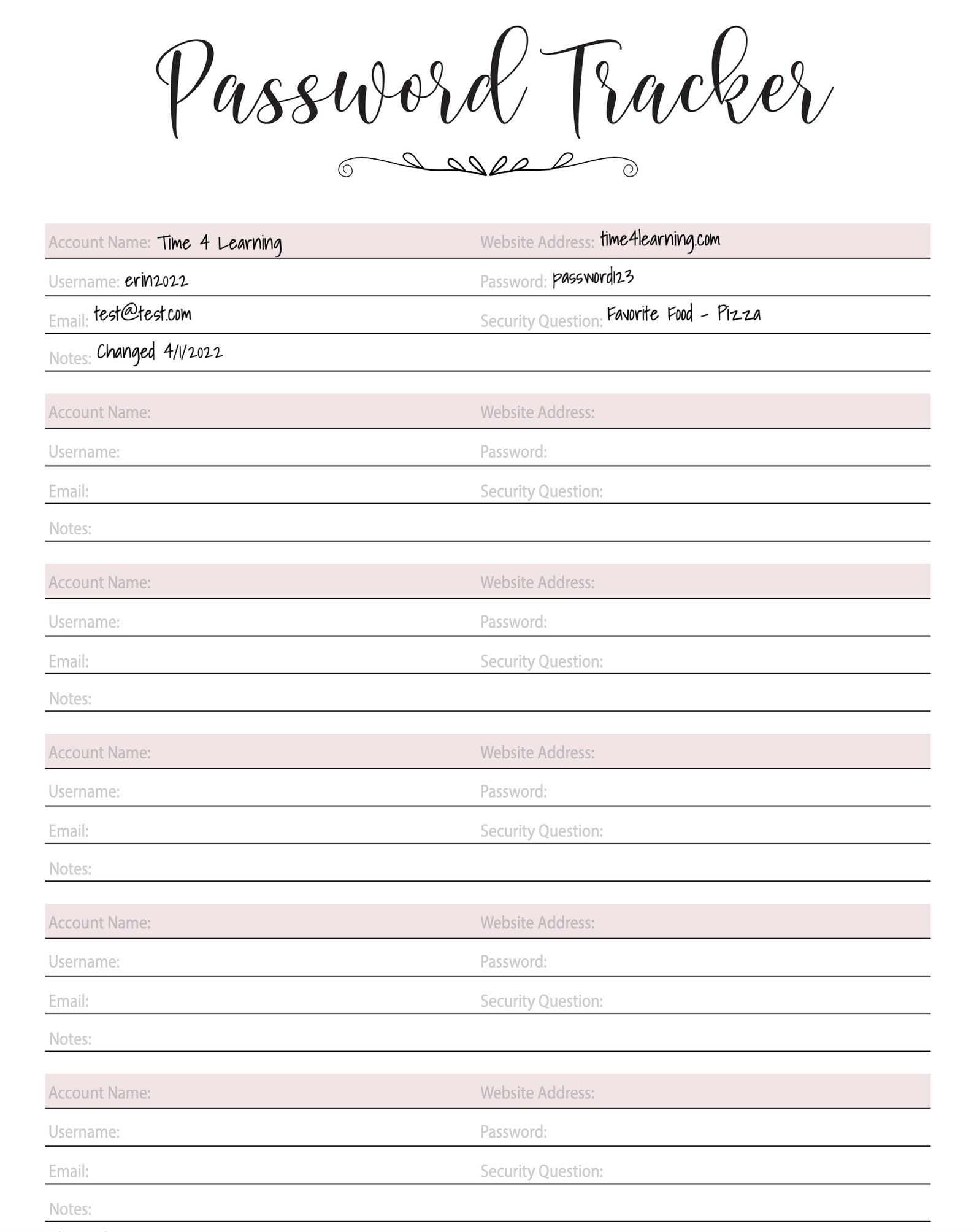 Printable Password Tracker | Editable Password Tracker | Password Log ...