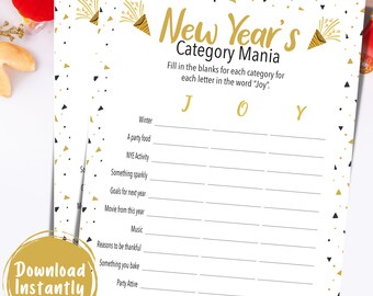 New Years Category Mania Game For Office Party | Family New Years Game Night | New Years Party Category Game | New Years Games | With Border