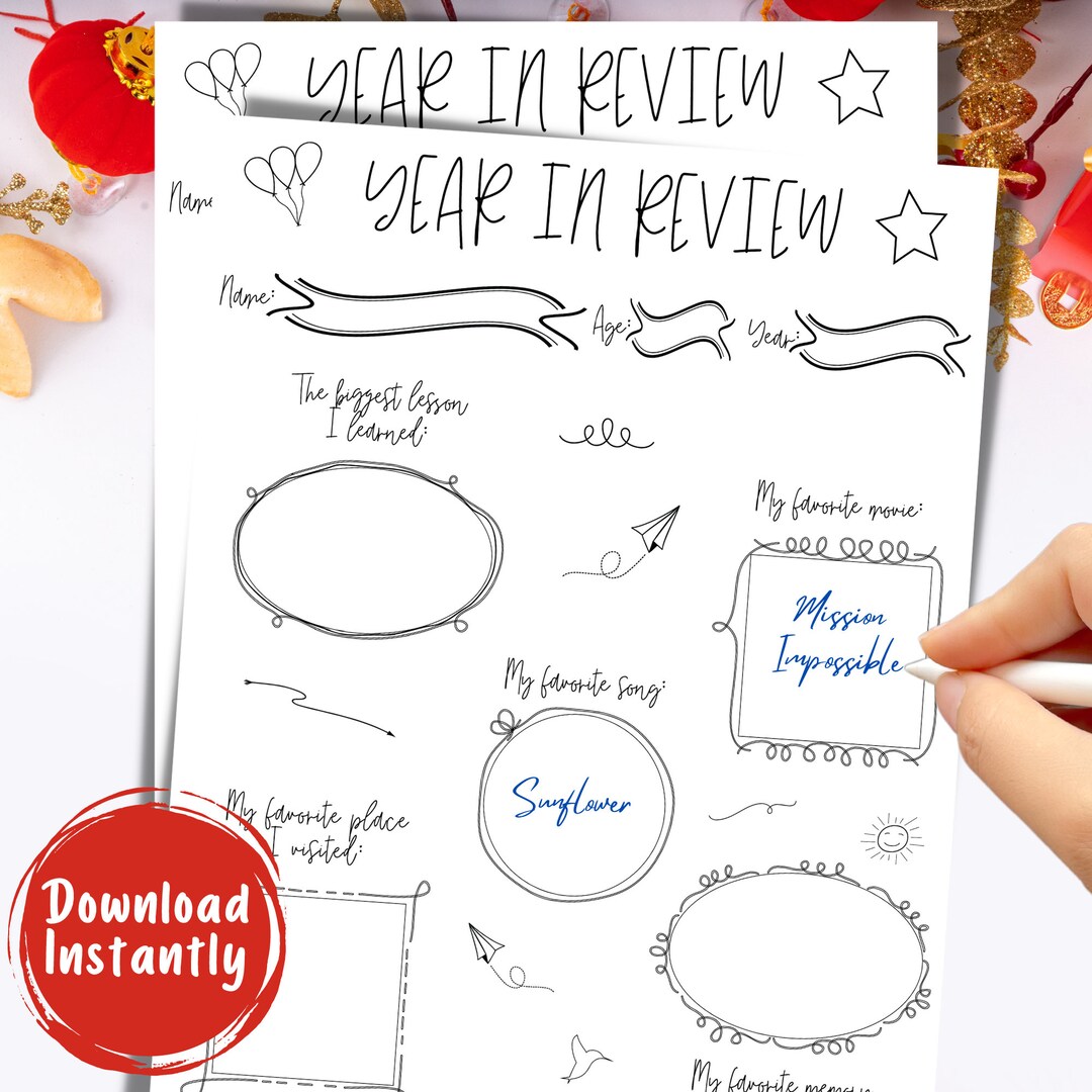 Kids Printable Year in Review | New Year Kids Activities | New Year ...