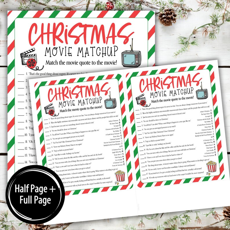 Christmas Movie Matchup Game | Fun Christmas Party Movie Game | Family ...