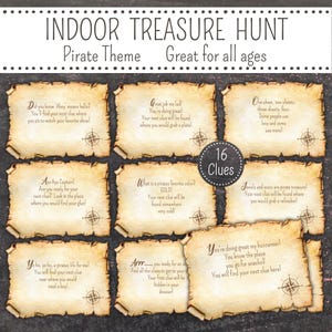 Ahoy! Printable Pirate Adventure Themed Indoor Scavenger Hunt Game | Pirate Scavenger Hunt | Printable Pirate Themed Birthday Party Game