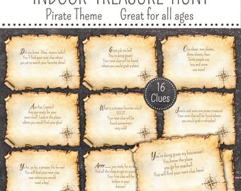 Ahoy! Printable Pirate Adventure Themed Indoor Scavenger Hunt Game | Pirate Scavenger Hunt | Printable Pirate Themed Birthday Party Game