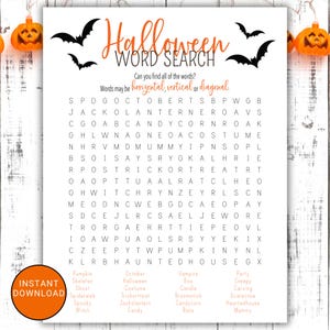 Halloween Printable Word Search | Printable Halloween Classroom Activity | Halloween Word Search | Halloween Party Games | Spooky Word Find
