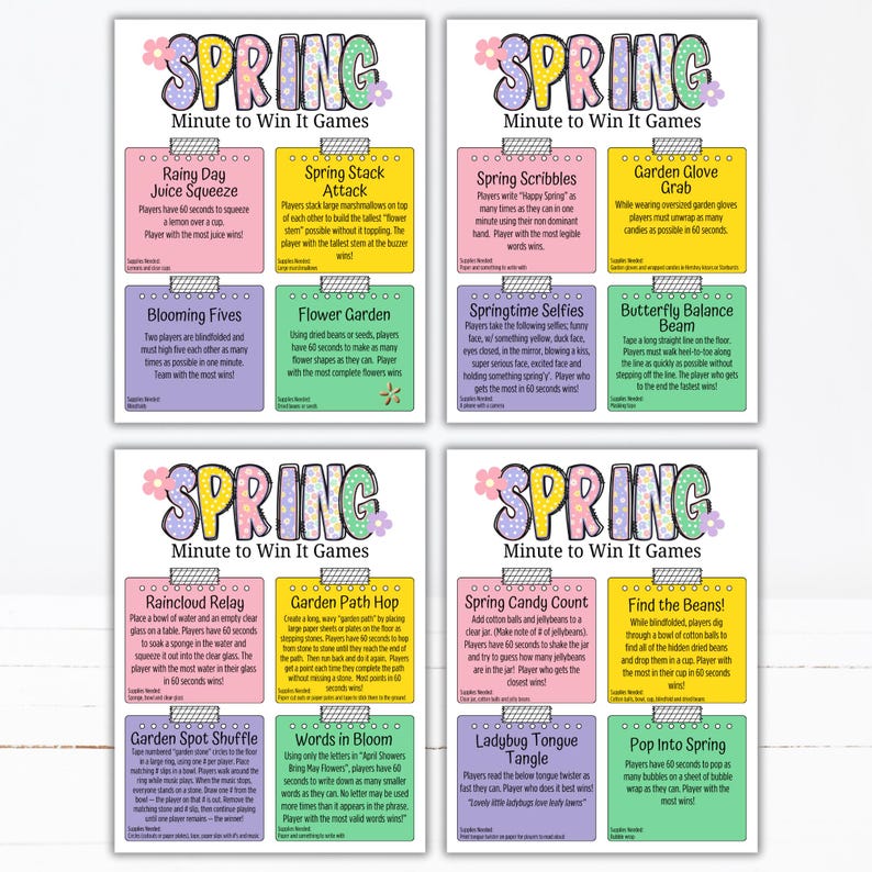 Printable Spring Minute to Win It Games Printable | Fun Spring ...