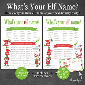 Christmas What&#39;s Your Elf Name | Office Party Christmas Elf Name Game | Classroom Christmas Party Elf Name Game | Christmas Name Tags