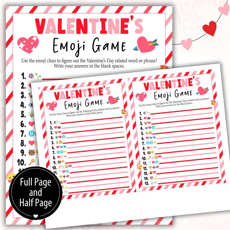 Fun Printable Valentine Emoji Game | Valentine Day Printable Game for ...