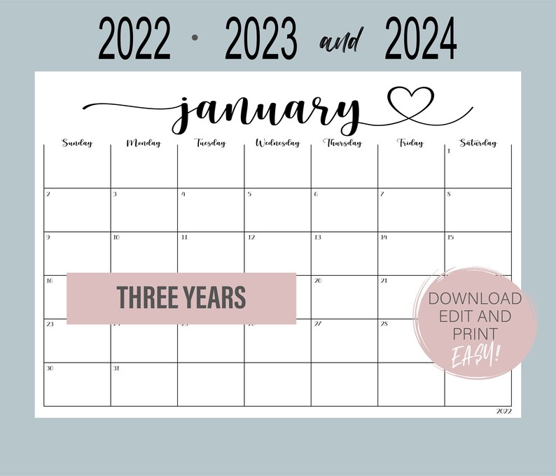 2022 2024 Editable Printable Calendars Cleaning Calendar Etsy 2022 2024 Editable Printable Calendars Cleaning Calendar Etsy
