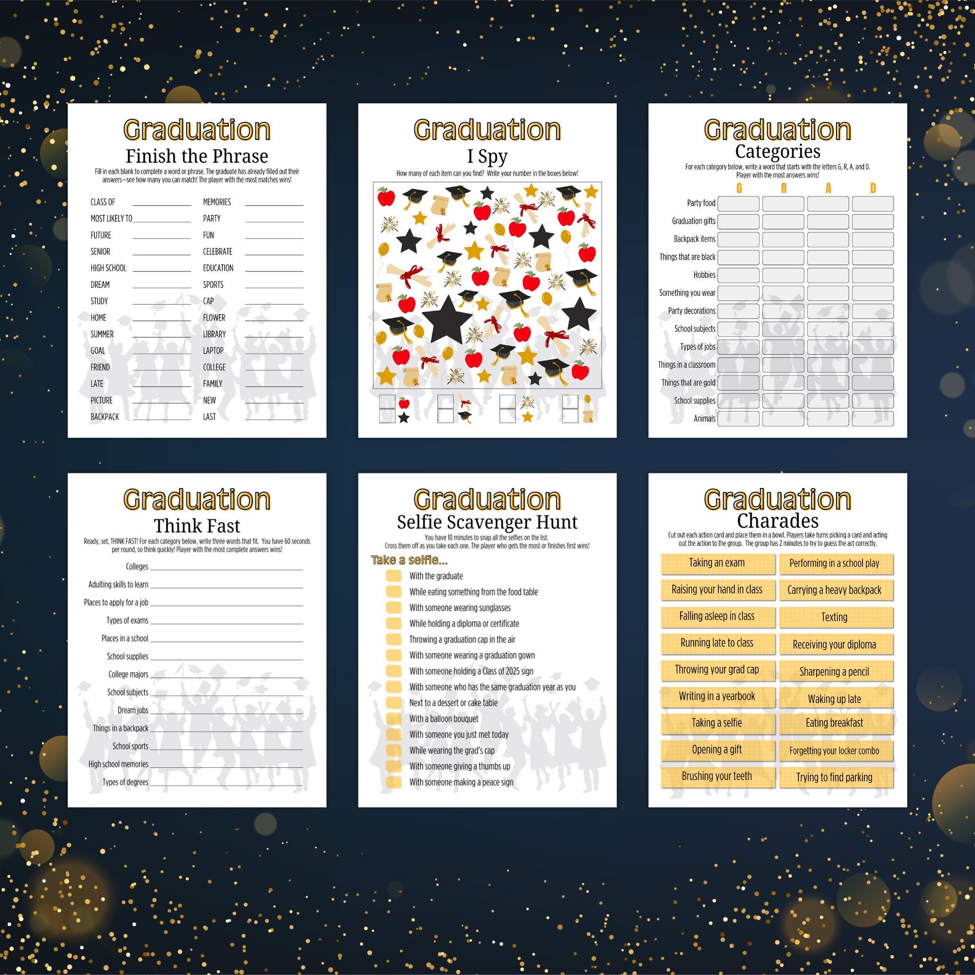 Editable Graduation Game Bundle Printable High School Grad Party ...