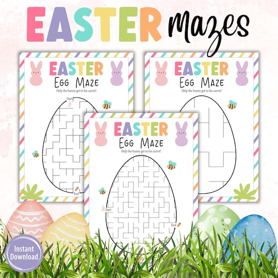 Fun Printable Easter Mazes for All Ages | Easter Egg Maze for Kids | Instant Download Easter Mazes | Classroom Easter Game
