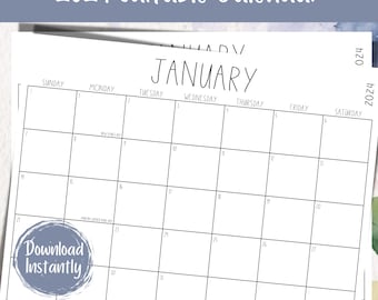 2024 Printable Calendar Template Editable | Family Organizer | Monthly Planner | Kitchen Calendar Printable | Fillable Calendar| Sassy