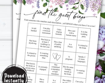 Znajdź gościnne bingo | Gra na wieczór panieński | Gra na wieczór panieński do pobrania natychmiast | Rozgrzewka przed weselnym prysznicem | Gra na wieczór panieński z kwiatami